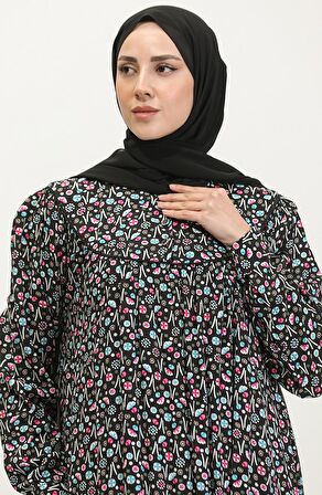 Adelya Büyük Beden Desenli Viskon Elbise 4473