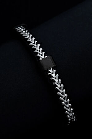 Erkek Çelik Bileklik - Çelik Siyah Balik Sirti Model Bileklik