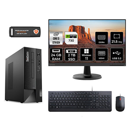 LENOVO Neo 50S M02VTXD374 i3 12100 24GB RAM 2TB SSD GT730 4GB 21.5" W11H MASAÜSTÜ PC