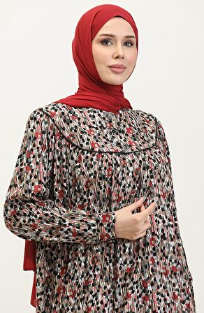 Adelya Büyük Beden Desenli Viskon Elbise 4473K