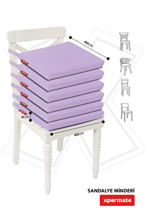 Xpermate Fermuarlı 6'lı Sandalye Minderi Su İtici Kumaş 40x40 Cm Lila