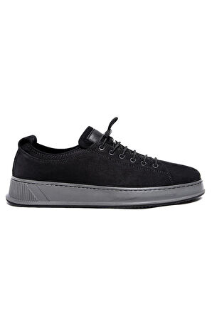 SİYAH NUBUK LASTİK BAĞCIKLI ERKEK SNEAKER AYAKKABI