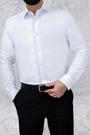 ERKEK SLİM FİT UZUN KOL BEYAZ 6 DROP GÖMLEK
