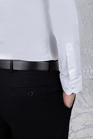 ERKEK SLİM FİT UZUN KOL BEYAZ 6 DROP GÖMLEK