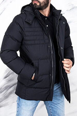 ERKEK SİYAH KAPŞONLU SPOR MONT