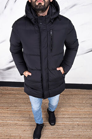 ERKEK SİYAH UZUN SPOR MONT