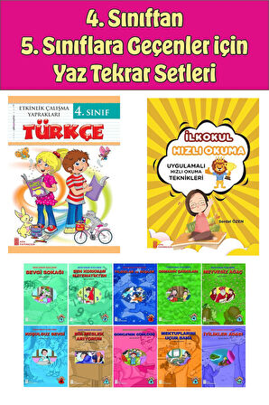 4.Sınıftan 5.Sınıfa Geçenler İçin  Hızlı Okuma ile Türkçe Etkinlik Kitabım+10 lu Hikaye Seti
