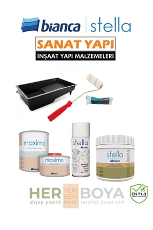 Stella Set 500Ml - Siyah Boya + Beyaz Mermer Effekt Sprey + Maximo Sıvı Cam Parlak