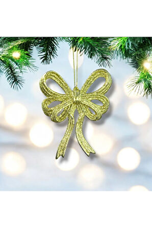 Yılbaşı Süsü Simli Kurdele Altın Gold 16 cm