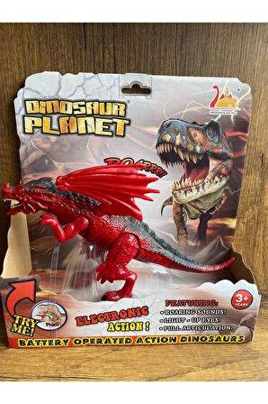 Oyuncak Ejderha Pilli Sesli Işıklı Kükreyen Ejderha Kırmızı Ejderha