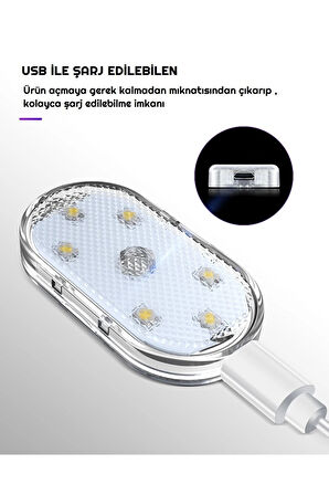 7 Renk Değişebilen Dokunmatik Sensörlü Mini 6 Led Lamba Usb Şarj Edilebilir Mıknatıslı Aydınlatma