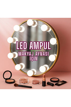 10 lu Makyaj Masası Banyo Aynası Giyim Odası Aydınlatma Hollywood Tarzı Nostaljik Led Lamba 3 MOD