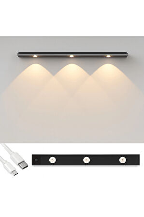 Sensörlü Şarjlı Dekoratif Gece Lambası Mutfak Mıknatıslı 3 Farklı Işık Renk 40cm ŞERİT LED