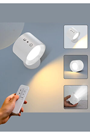 Mıknatıslı Uzaktan Kumandalı Çift Taraflı Duvar Aplik LED Aydınlatma 3 Renk USB Şarjlı