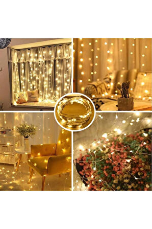 Perde Led Aydınlatma 3mx3m Kumandalı 8 Fonksıyonlu 300 Ledli 10 Sarkıtlı Peri Ledi Usb Girişli