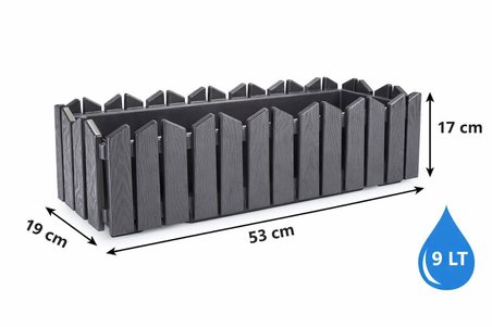 Omnipazar OZN-616 Efes Askılı Balkon Saksı Takımı 9 Litre No:2  Antrasit (116)