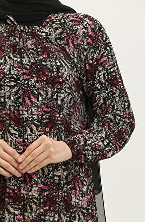 Açelya Büyük Beden Desenli Viskon Elbise 44851P