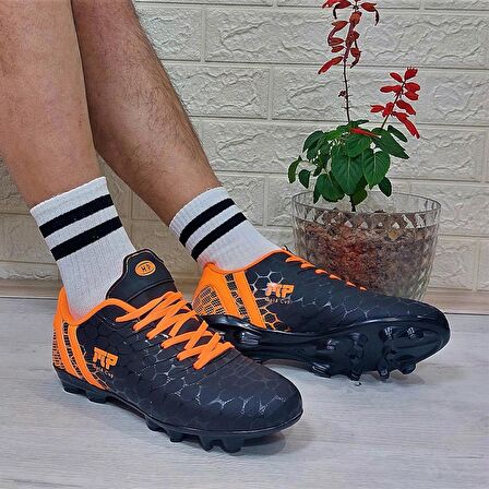 M.P 1357 Siyah-Turunucu Krampon Çimsaha Futbol Ayakkabı