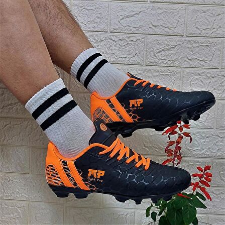 M.P 1357 Siyah-Turunucu Krampon Çimsaha Futbol Ayakkabı