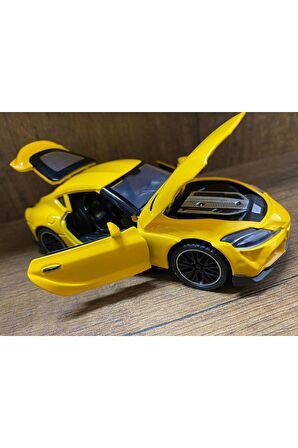 Metal Oyuncak Araba Toyota Supra Sesli Işıklı Çek Bırak Model Araba DİECAST ARABA SARI TOYOTA SUPRA