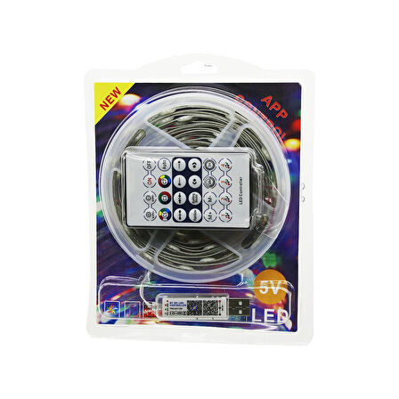 9MT  KUMANDALI - USB Lİ  RGB ŞERİT LED  0.4W/M - 20lm/led   -20+55°C (4490)