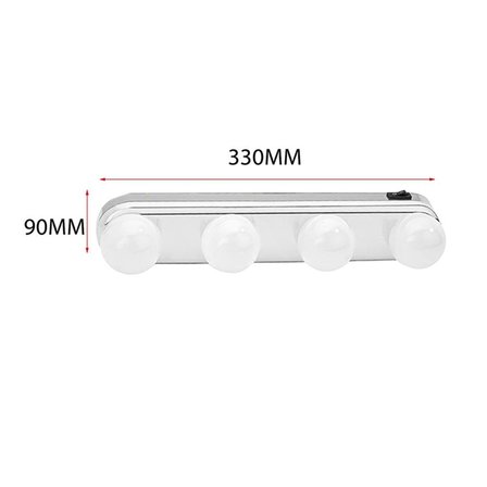 Kablosuz Parlak Banyo Stüdyo Makyaj Aynası Işığı Pilli Vantuzlu Taşınabilir 4 Led Ampul (4490)