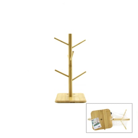 Lunaev Mix Altlık - Yuvarlak - Kare Bardak - Fincan Asacak Bambu - Ahşap 35 cm