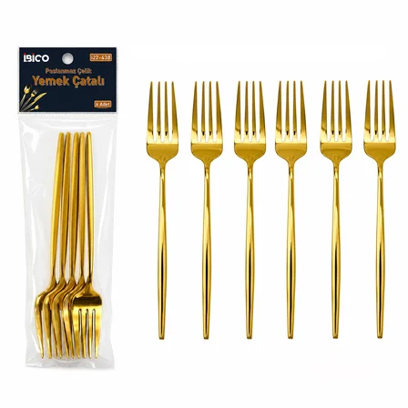 60 PARÇA GOLD YEMEK ÇATAL SETİ 21CM - 1 PAKET İÇİNDE 6 ADET VARDIR - 10 PAKET GÖNDERİLİR (4490)