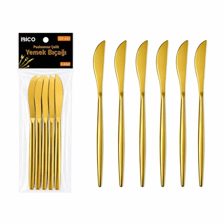 60 PARÇA GOLD YEMEK BIÇAK SETİ 21CM - 1 PAKET İÇİNDE 6 ADET VARDIR - 10 PAKET GÖNDERİLİR (4490)