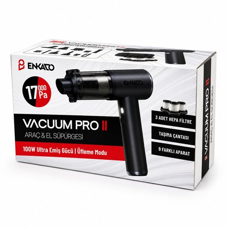 OTO ARAÇ - 2IN1 ŞARJLI 100W - 17000PA 9 BAŞLIK - 3 FİLTRE EL TİPİ BASINÇLI HAVA ÜFLEME - ARAÇ SÜPÜRG
