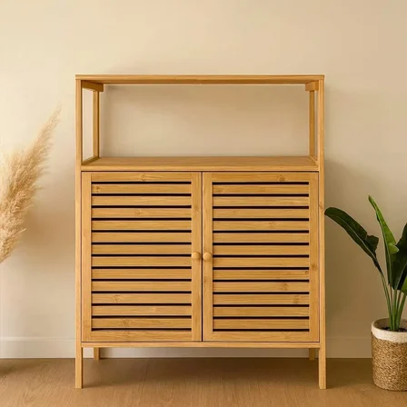 ÇOK AMAÇLI DOLAP AHŞAP BAMBU ORGANİZER RAFLI 66X33X85CM (4490)