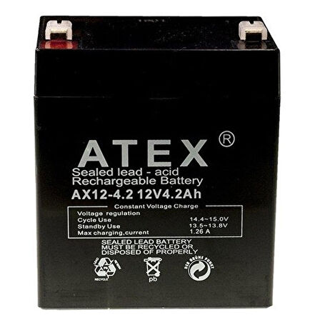 AKÜ 12 VOLT 4.2 AMPER ATEX (90 X 70 X 101 MM) (4490)