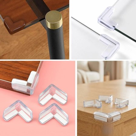 4 Adet 3M Yapışkanlı Üçgen Yumuşak ve Esnek Yapıda Sehpa,Masa,Dolap Köşe Koruyucu Aparat (4490)