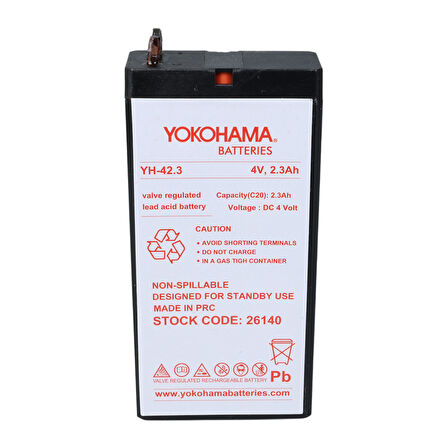 YOKOHAMA YH-42.3 4 VOLT - 2.3 AMPER KURU AKÜ (50 X 100 X 22 MM) (4490)