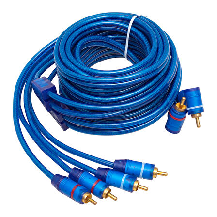 2 RCA ERKEK + 4 RCA ERKEK ŞASELİ 5 METRE MAVİ KABLO (4490)