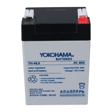 YOKOHAMA YH-48.0 4 VOLT - 8 AMPER KURU AKÜ (68 X 45 X 95 MM) (4490)