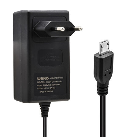 5 VOLT - 3 AMPER MICRO USB UÇLU YERLİ ÜRETİM PRİZ TİPİ ADAPTÖR (4490)