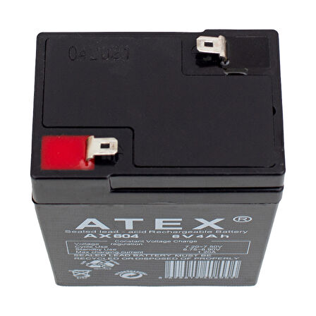 ATEX AX-604 AKÜ 6 VOLT - 4 AMPER IŞILDAK AKÜSÜ (70 X 48 X 101 MM) (4490)