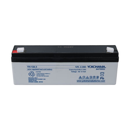 YOKOHAMA YH-122.3 12 VOLT - 2.3 AMPER YATIK UZUN AKÜ (176 X 61 X 33 MM) (4490)