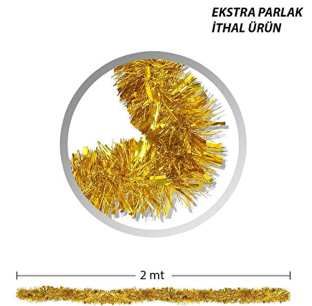 Parti İçin Sim Süs 2 Metre Uzunluk 8 cm Genişlik Altın Renk İthal (4490)