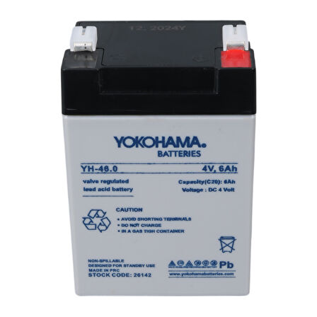 YOKOHAMA YH-46.0 4 VOLT - 6 AMPER KURU AKÜ (68 X 45 X 95 MM) (4490)