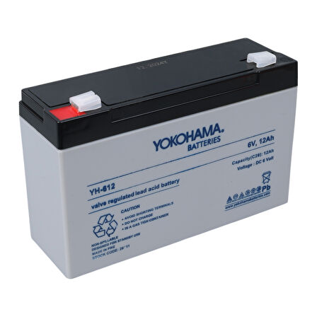 YOKOHAMA YH-612 6 VOLT - 12 AMPER KURU AKÜ (150 X 50 X 94 MM) (4490)