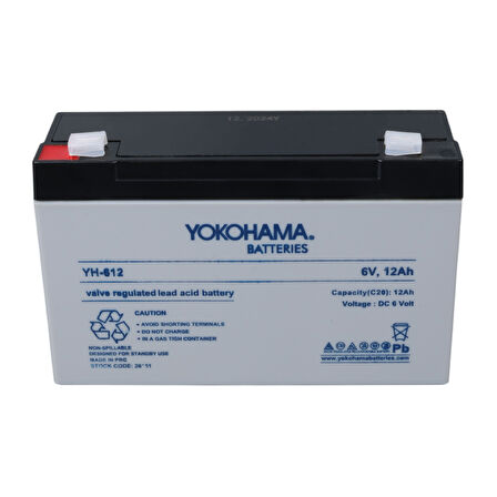 YOKOHAMA YH-612 6 VOLT - 12 AMPER KURU AKÜ (150 X 50 X 94 MM) (4490)