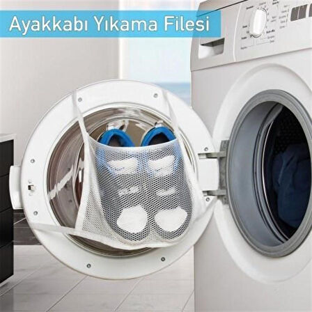 Pratik Çamaşır Makinesi Kapağa Bağlamalı Ayakkabı Yıkama Filesi (4490)