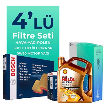 BOSCH Seat Leon 1.5 TSi Filtre Bakım Seti Shell Motor Yağlı (2018-2022) 4 Lü