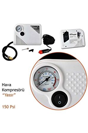 Araç Mini Hava Kompresörü 12v 150 Psi Yassı Lastik Şişirici