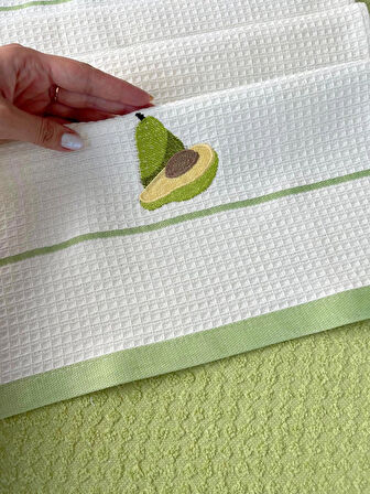 SARRA 40X60 2'Lİ NAKIŞLI KURULAMA BEZİ-AVOKADO