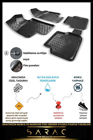 Citroen Berlingo Panelvan 2019 Model Araca Özel 3d Havuzlu Paspas(2 PARÇA)