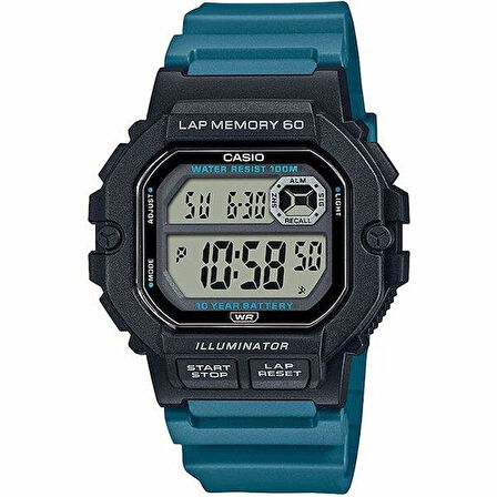 CASIO ALARMLI AYDINLATMALI 100 METRE SU GEÇİRMEZ SPOR KOL SAATİ