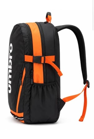 UMBRO Cleo Backpack Siyah/Turuncu Su İtici, Reflektörlü Spor Sırt Çantası, Okul Çantası - TT0044